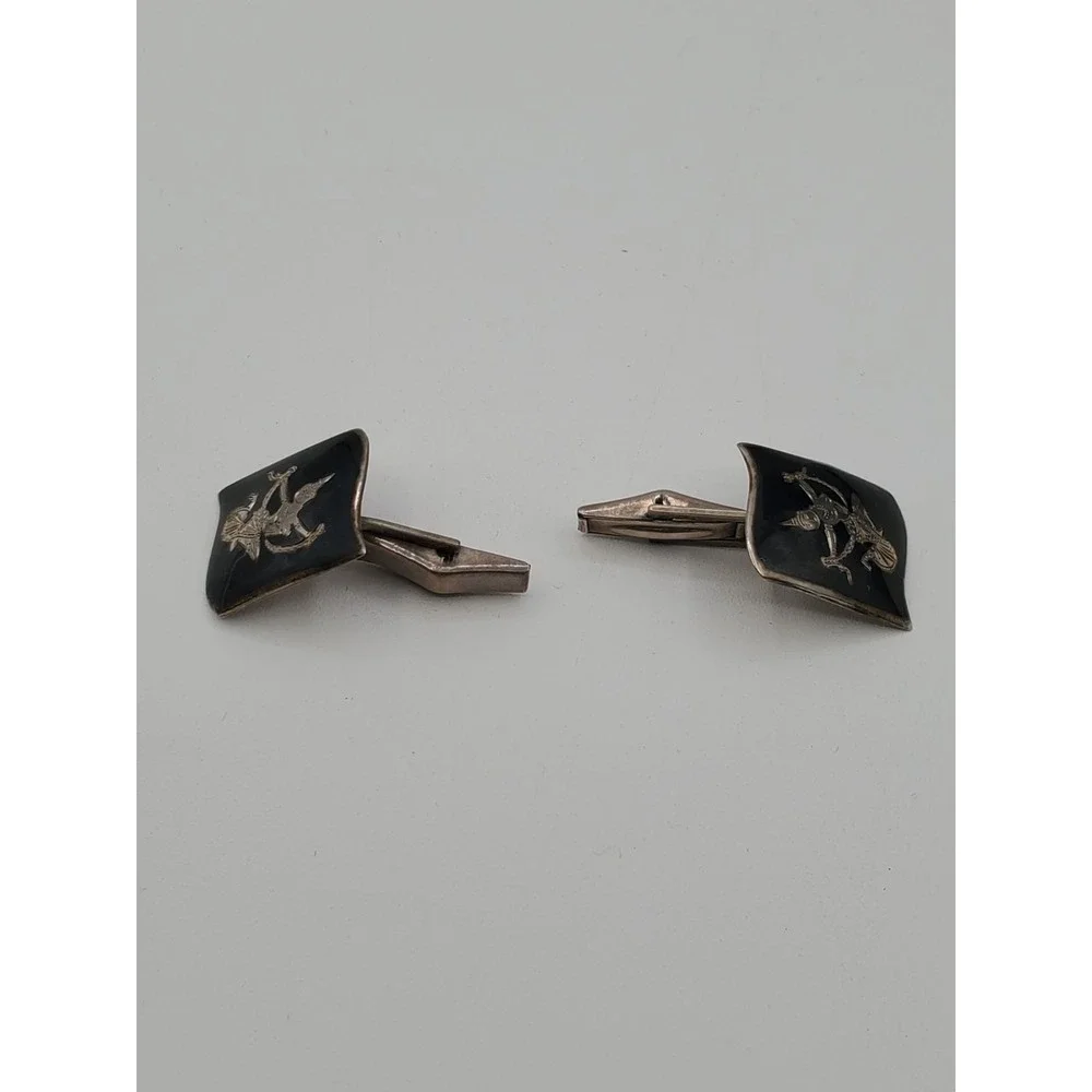 Vtg Sterling Silver Signed Siam Cuff Links 10g